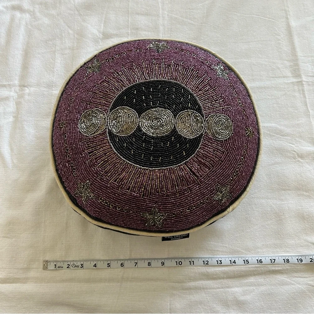Beaded Moon Phases Decorative Pillow